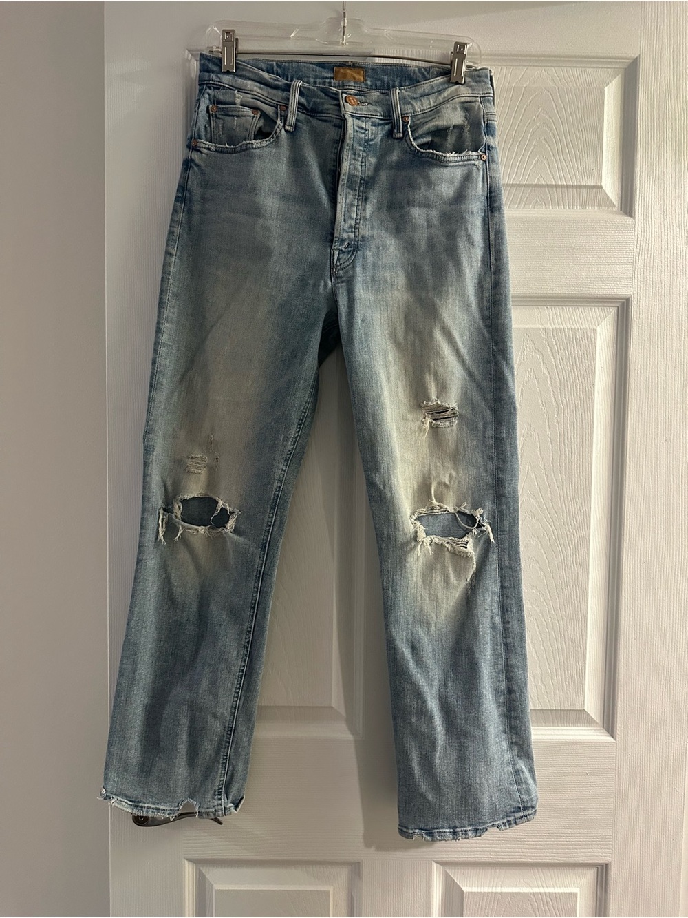 MOTHER Light Blue Distressed Boyfriend Jeans for women